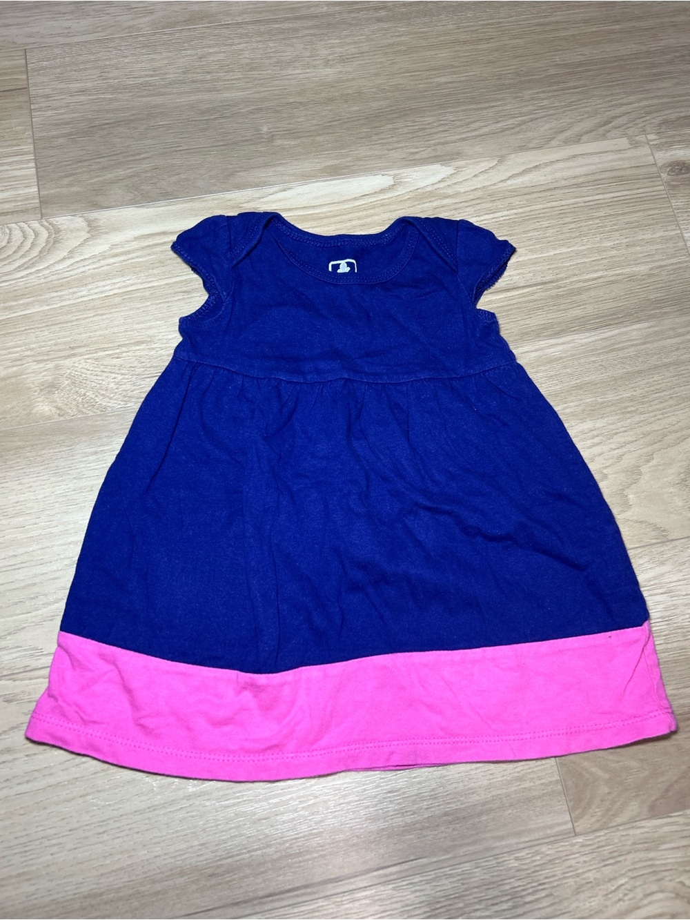 Old Navy Navy and Pink Colorblock Cap-Sleeve Dress